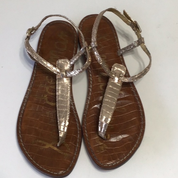 Sam Edelman sandals stripy gold size 7.5 leather - Picture 1 of 2